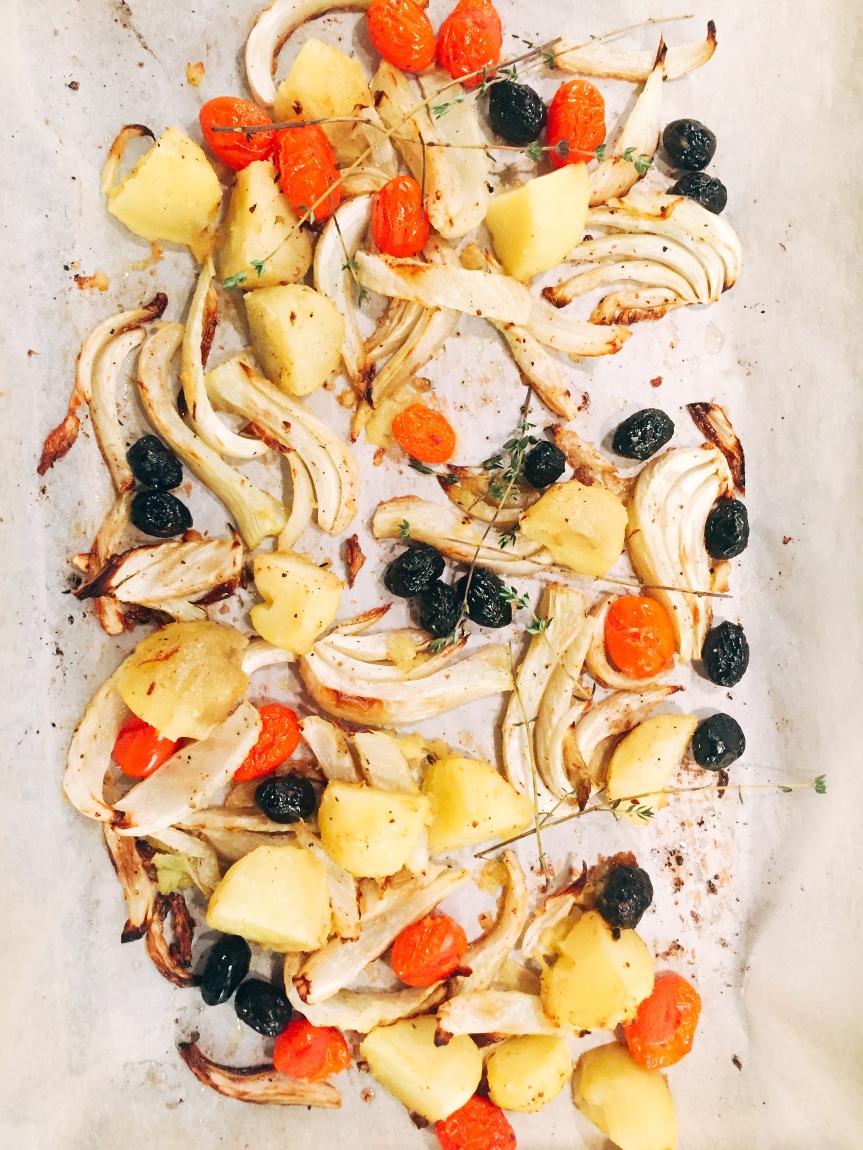 Roasted Fennel, Potatoes, Tomatoes and Black Olives